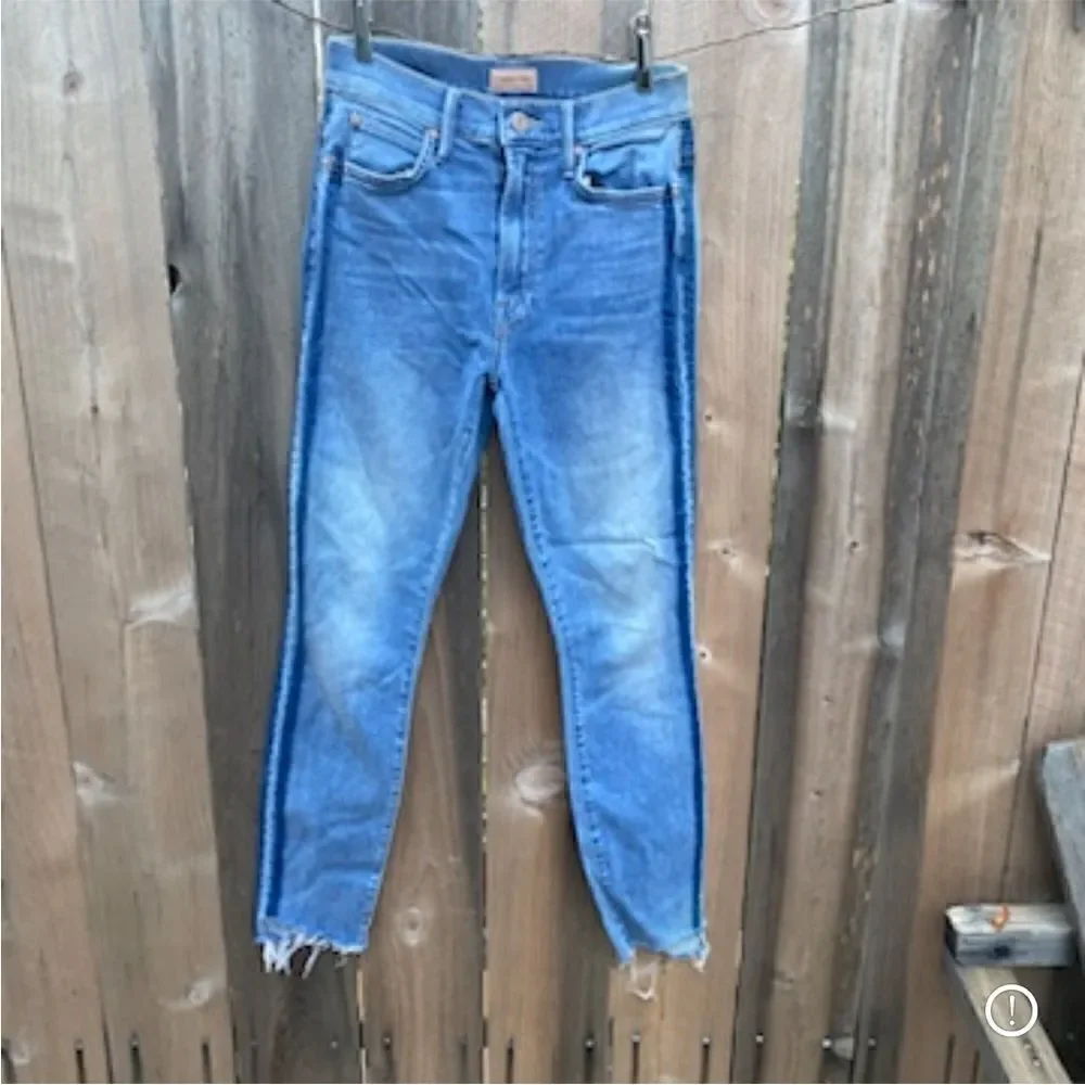 Mother stunner zip ankle step fray skinny jeans size 24